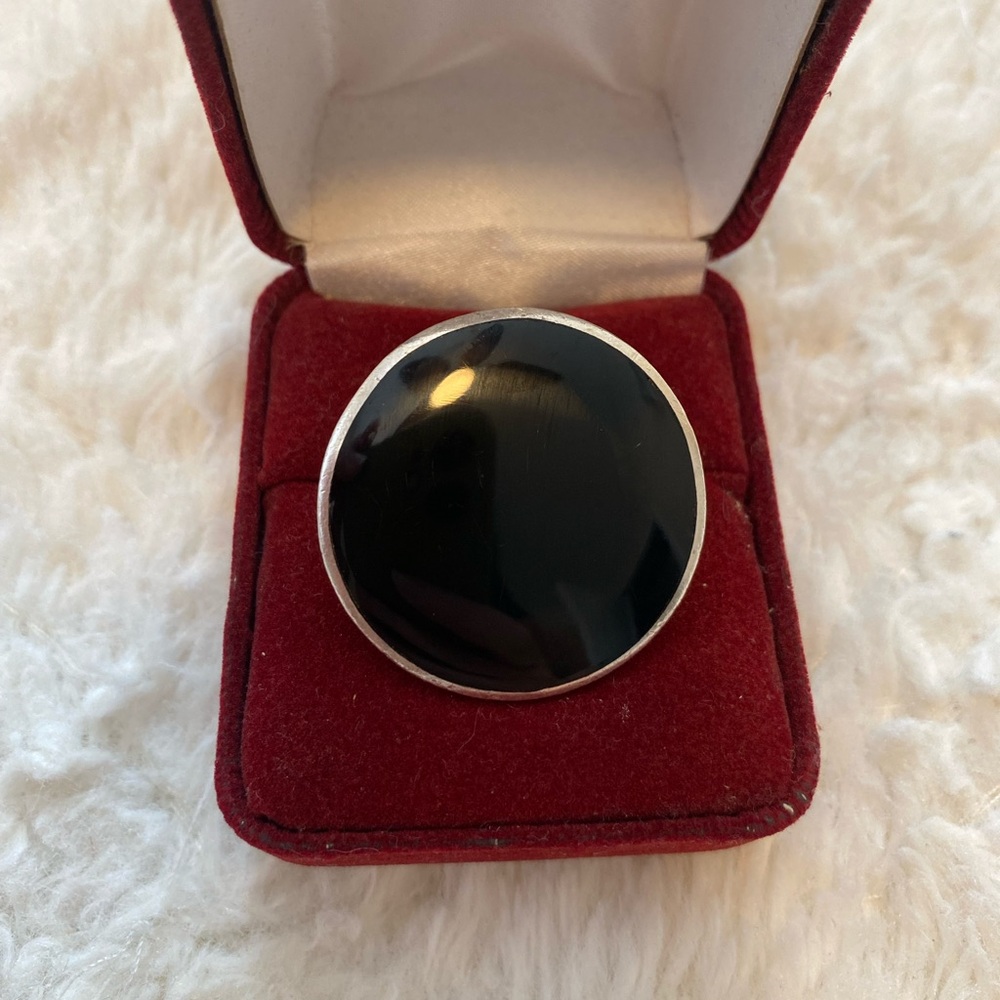 Large Onyx Sterling Silver Statement Ring - image 1